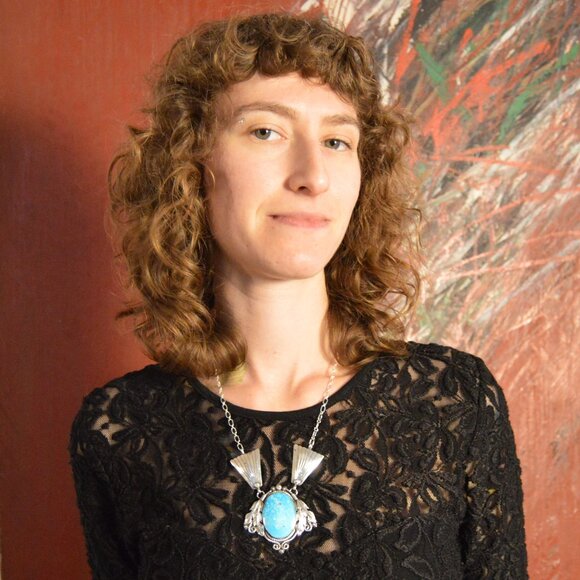 Navajo Sterling Silver and Turquoise Pendant Necklace by Jennifer Cayditto - Picture 2 of 5